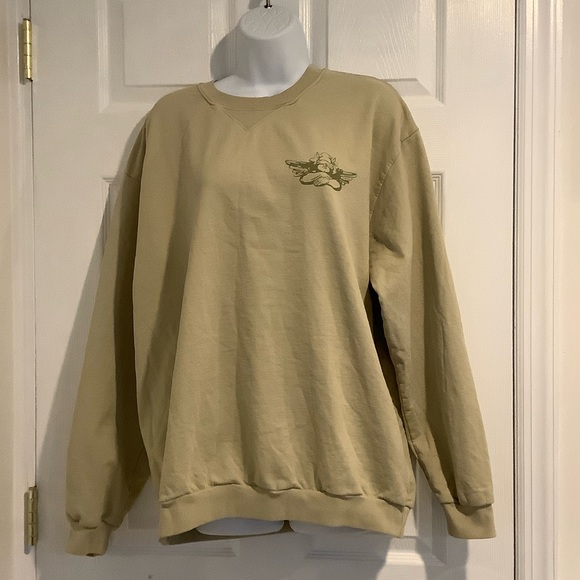 Boys Lie Tops - BOYS LIE Angel Tinkerbell Light Green/Tan Oversized One Size Crewneck Sweatshirt